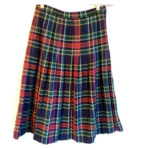 Ann Stevens Vintage Plaid Pleated Midi Skirt Size 14